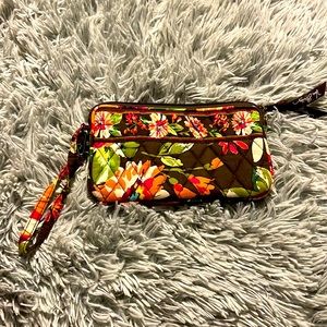 Vera Bradley brown floral wristlet